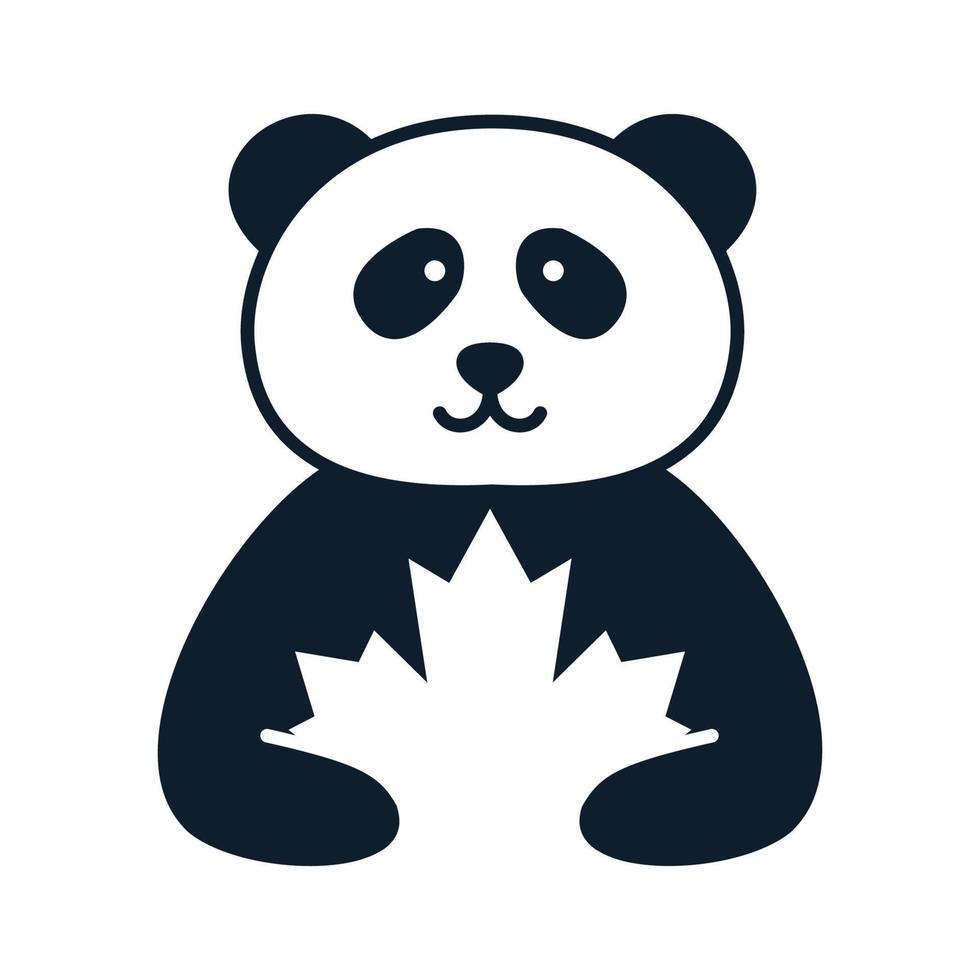 panda with maple logo icon vector illustration