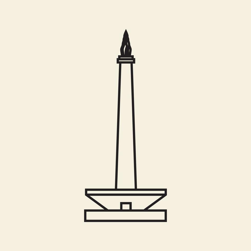 jakarta ciudad monumento líneas logo vector icono símbolo gráfico diseño ilustración