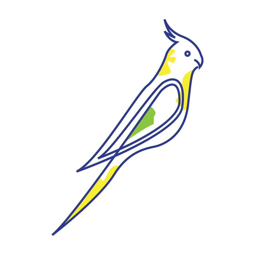 pájaro líneas arte colorido periquito logotipo símbolo vector diseño ilustración