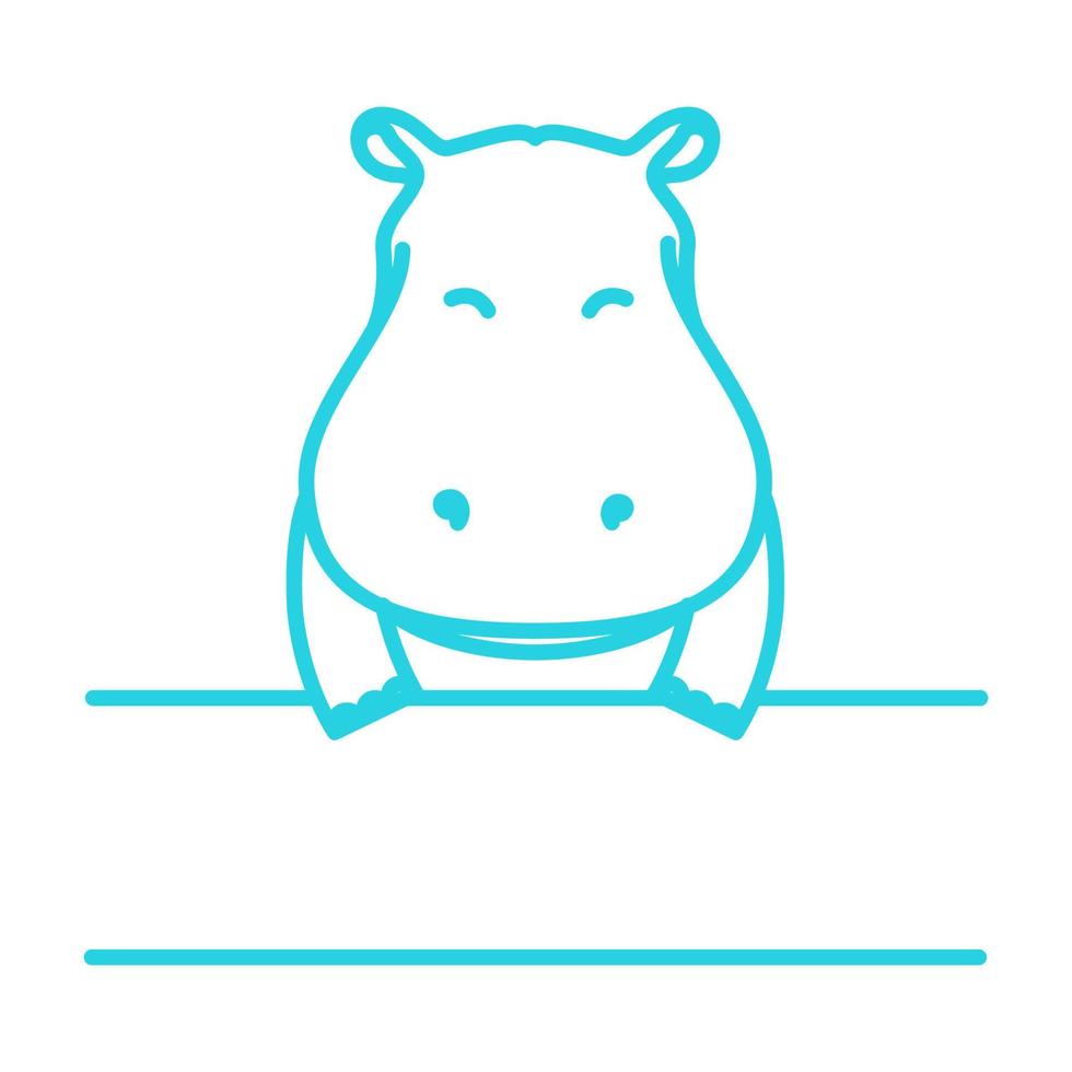 animal cartoon smile line hippo logo vector symbol icon design graphic illustration