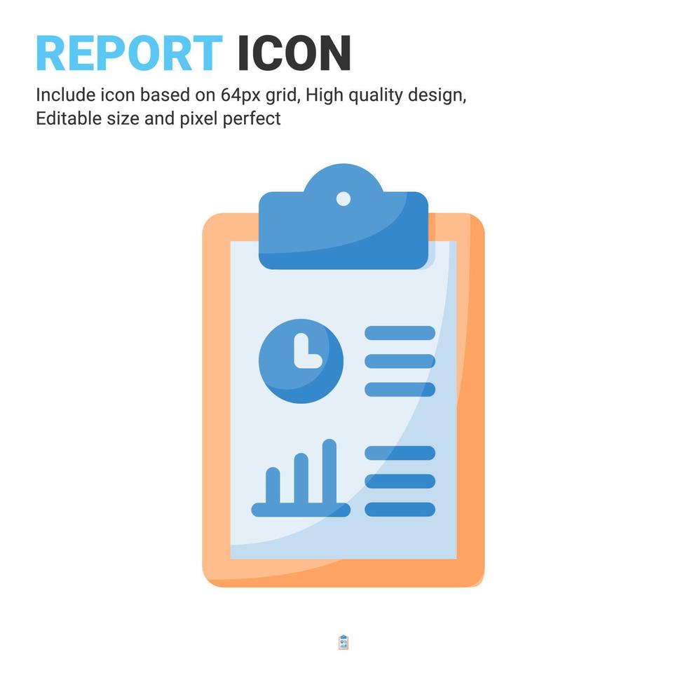 Report icon vector with flat color style isolated on white background. Vector illustration result sign symbol icon concept for digital business, finance, industry, company, apps, web and project