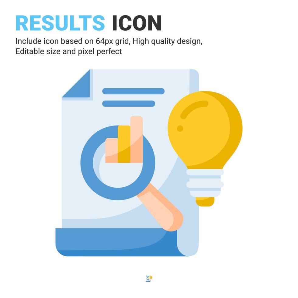 Results icon vector with flat color style isolated on white background. Vector illustration result sign symbol icon concept for digital business, finance, industry, company, apps, web and project