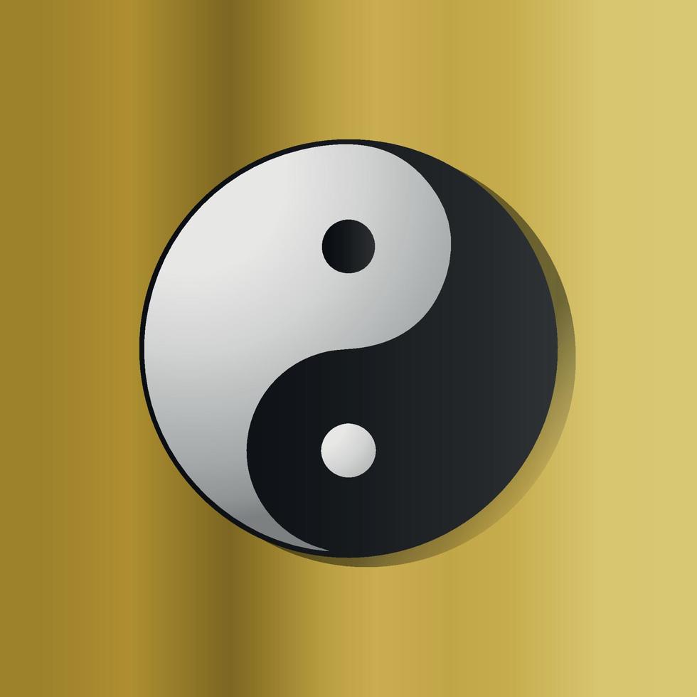 símbolo de yin y yang concepto de oro de lujo degradado 3d vector