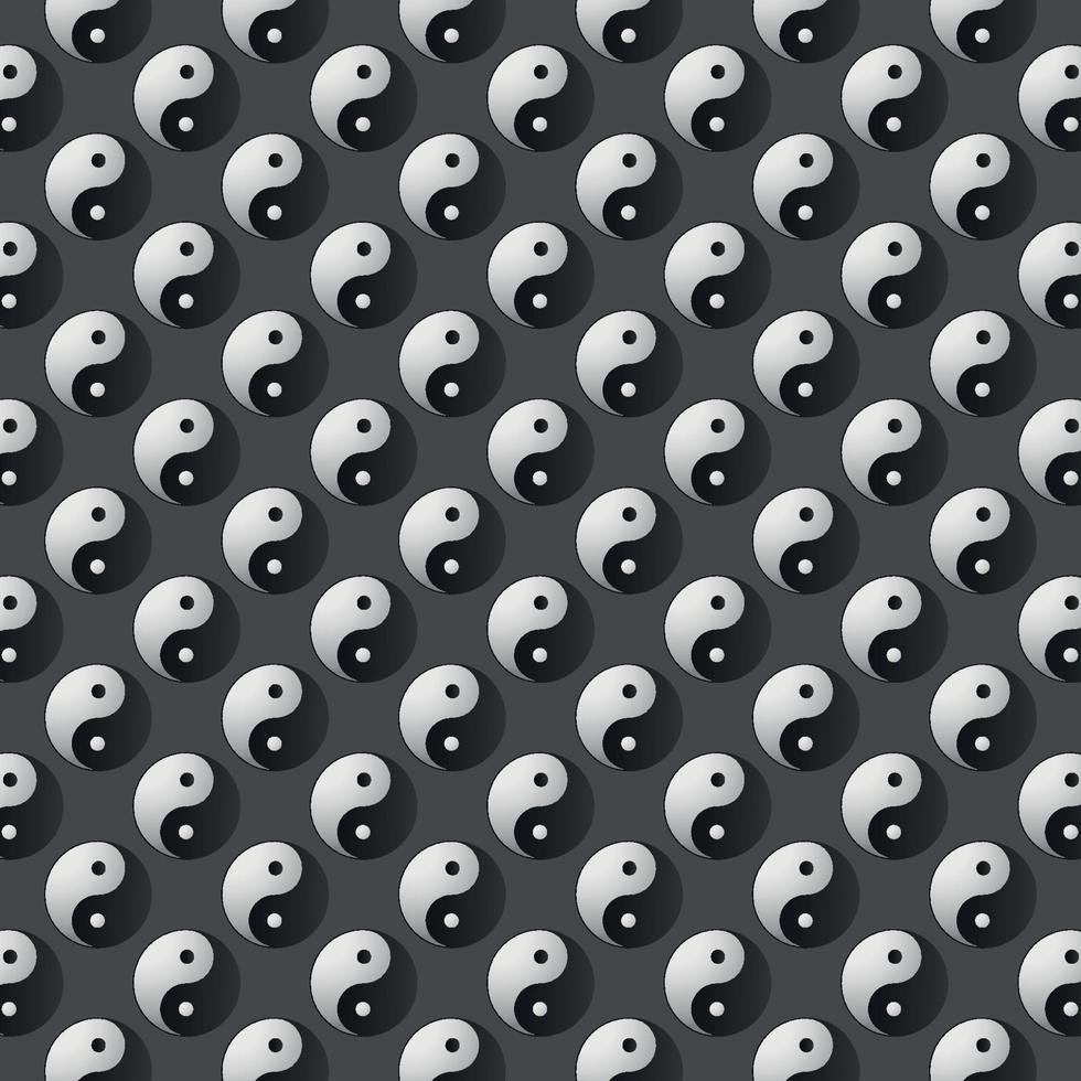 seamless pattern yin and yang symbol 3d gradient martial arts concept vector