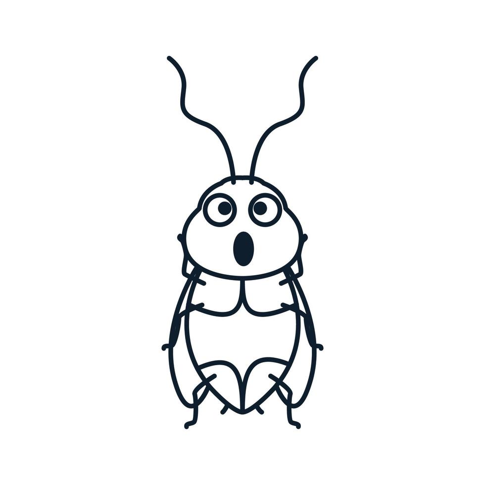 animal insecto cucaracha líneas simples lindo dibujos animados logo vector icono ilustración diseño