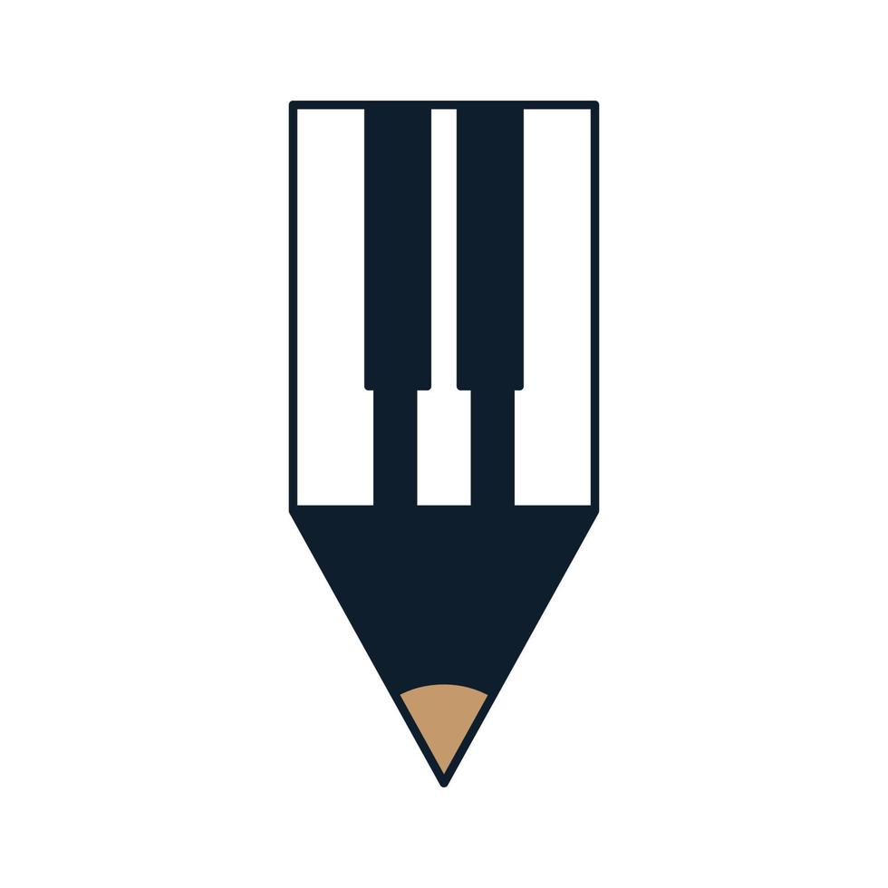 diseño de ilustración de vector de logotipo creativo de piano y pluma