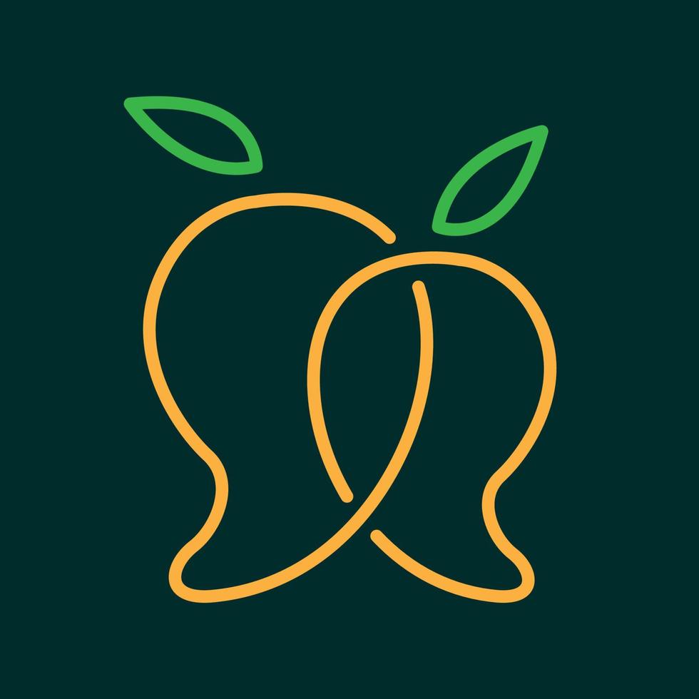 fruta mango líneas modernas colorido logotipo diseño vector símbolo icono ilustración