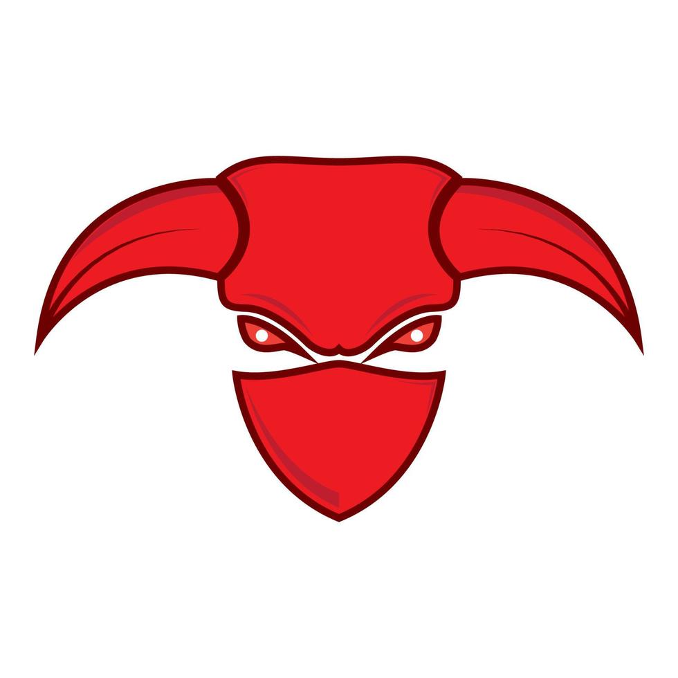 mascota roja abstracta con diseño de ilustración de icono de vector de logotipo de cuerno