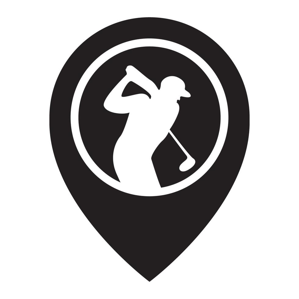 golf player with pin map location logo vector icon illustration design