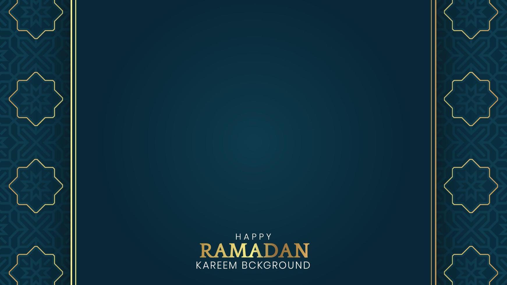 Ramadan Kareem, Islamic Arabic Blue Luxury Background with Golden Pattern Border Frame vector