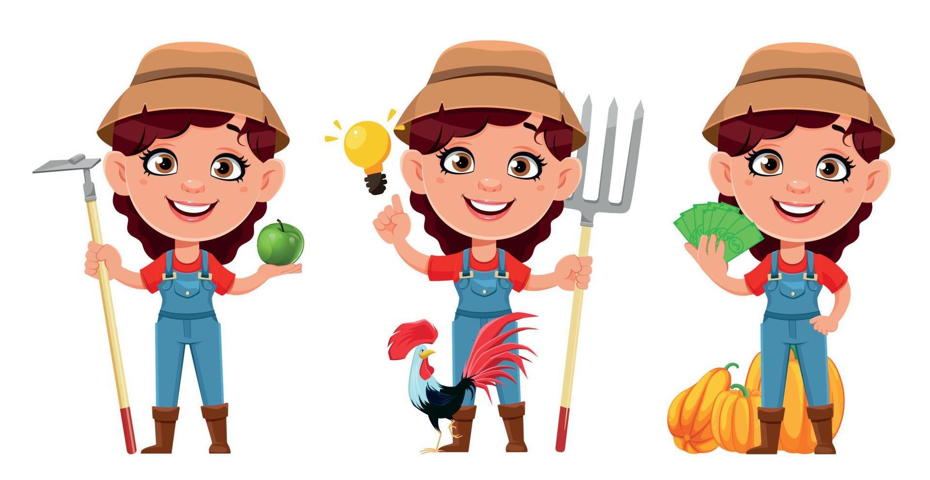 Farmer woman cartoon character vector