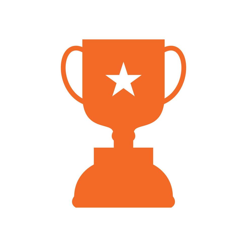 simple trophy win won winner with star logo vector icon illustration design