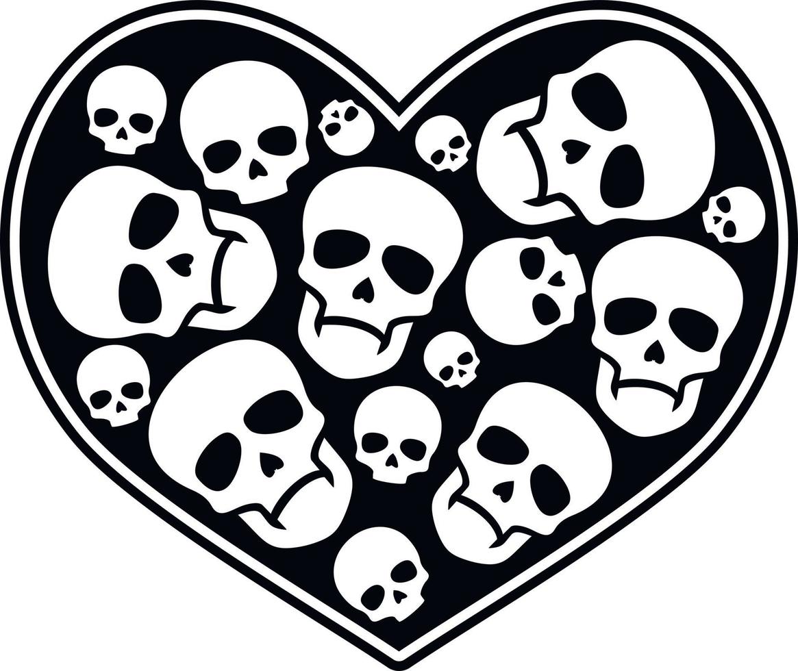 valentine skull with heart, grunge vintage design t shirts vector