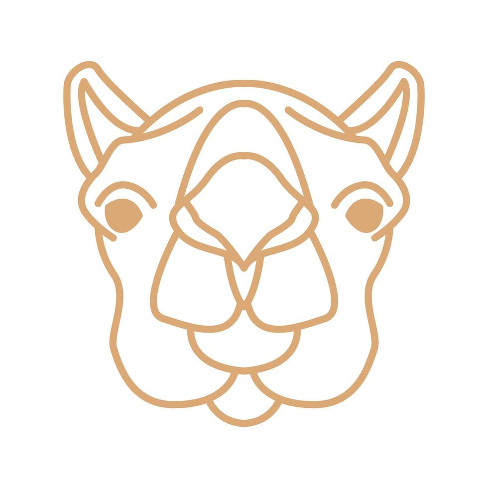Camel head face line art outline unique logo vector  illustration design