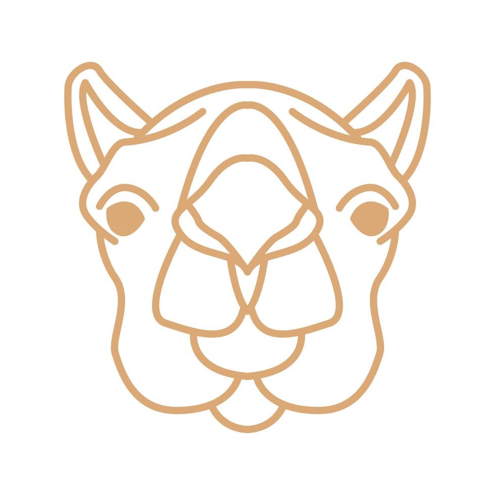 Camel head face line art outline unique logo vector  illustration design