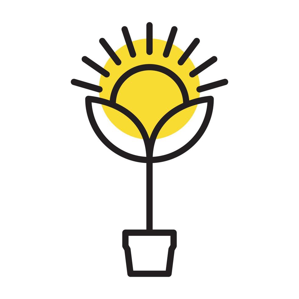 hipster plant lines sunflower logo symbol icon vector graphic design illustration