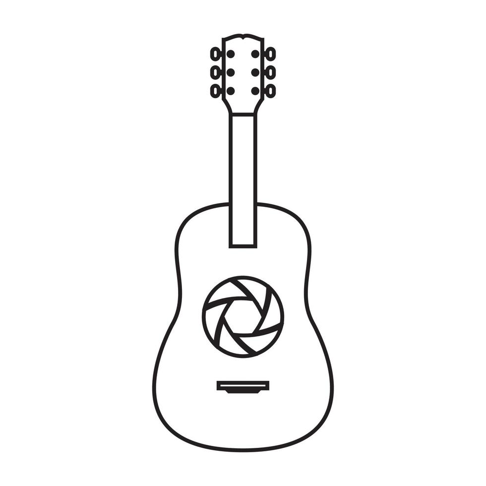 lines guitar with camera shutter logo symbol vector icon illustration graphic design