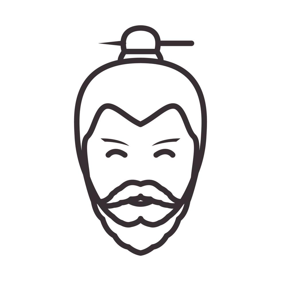 líneas hombre cabeza barba japón cultura logotipo símbolo vector icono ilustración diseño