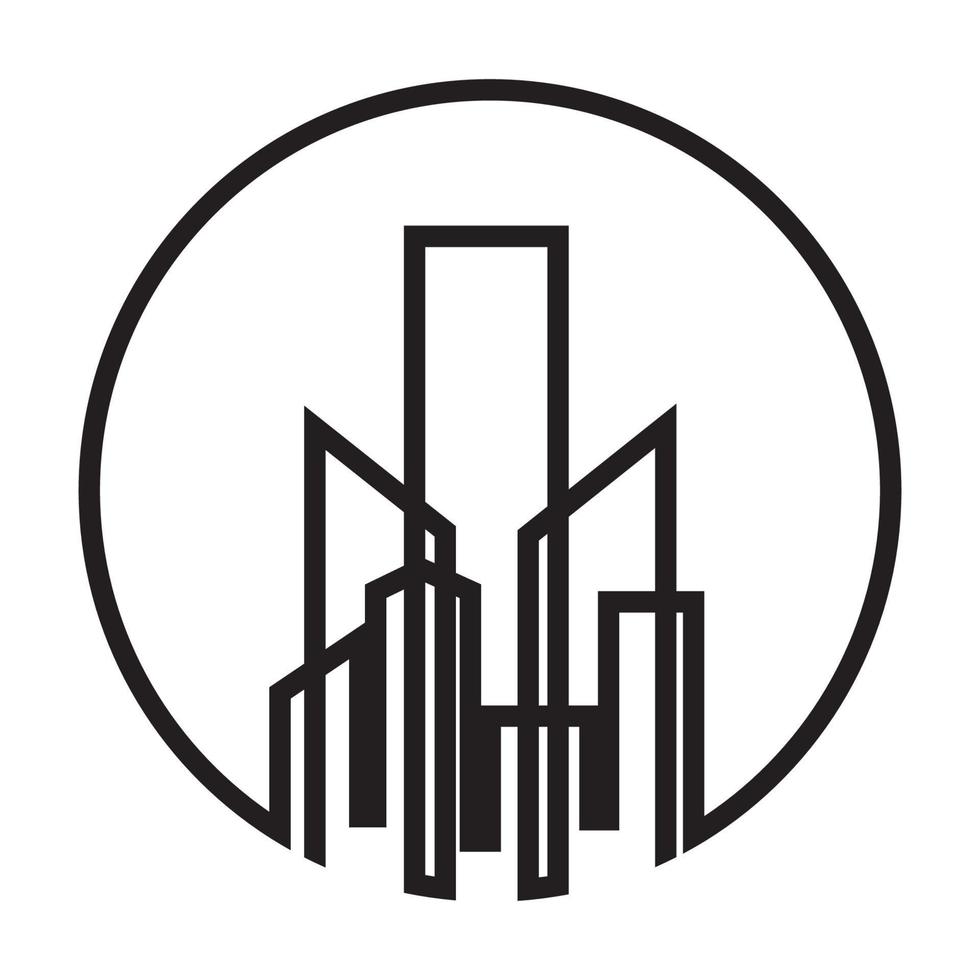 círculo ciudad edificio líneas simple logo vector símbolo icono diseño gráfico ilustración