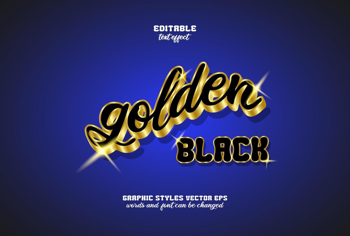 fuente de efecto de texto editable de ilustración de vector de texto de oro negro elegante