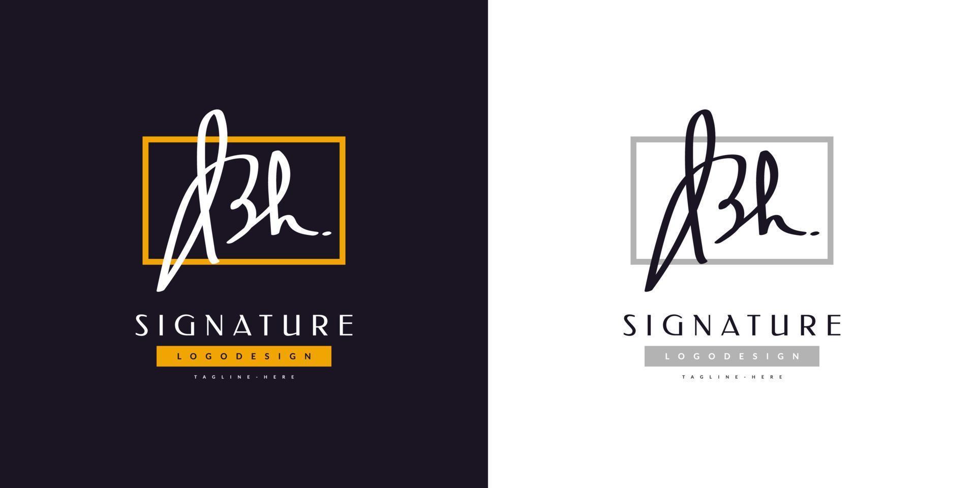 BH Initial Logo Design with Handwriting Style. BH Signature Logo or Symbol for Wedding, Fashion, Jewelry, Boutique, Botanical, Floral and Business Identity vector