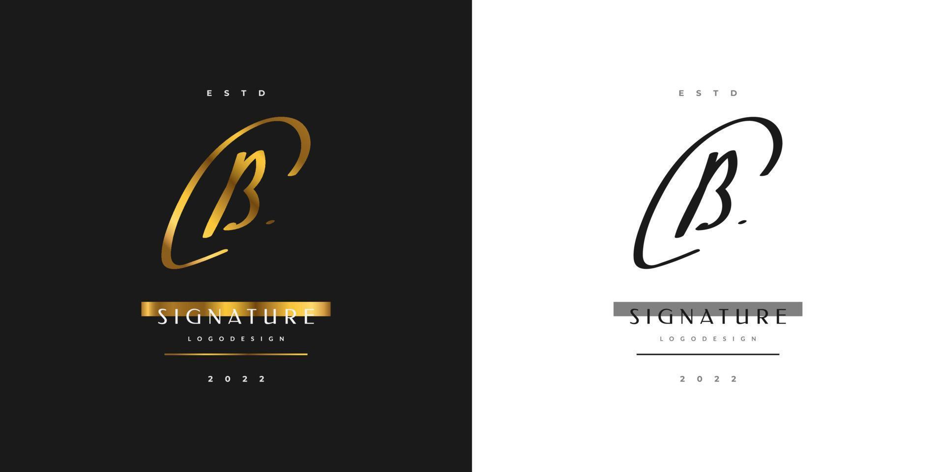 CB Initial Logo Design with Elegant Handwriting Style in Gold Gradient. CB Signature Logo or Symbol for Wedding, Fashion, Jewelry, Boutique, Botanical, Floral and Business Identity vector