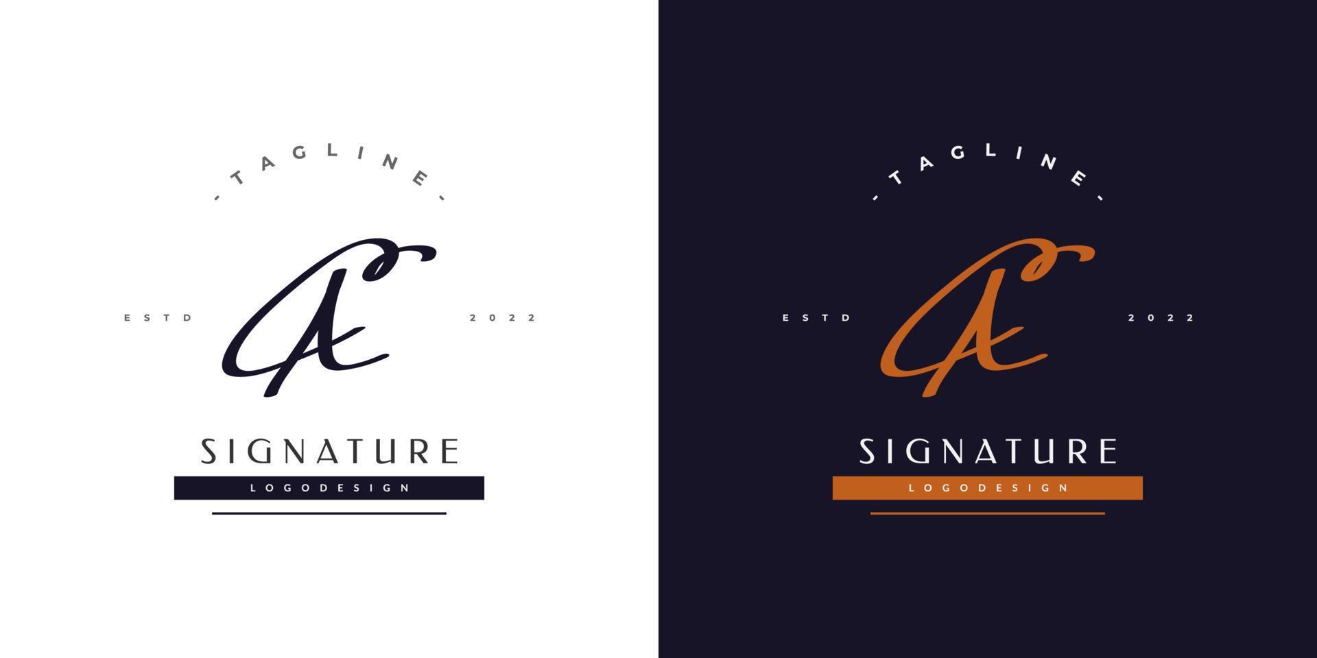 CA Initial Logo Design with Handwriting Style. CA Signature Logo or Symbol for Wedding, Fashion, Jewelry, Boutique, Botanical, Floral and Business Identity vector