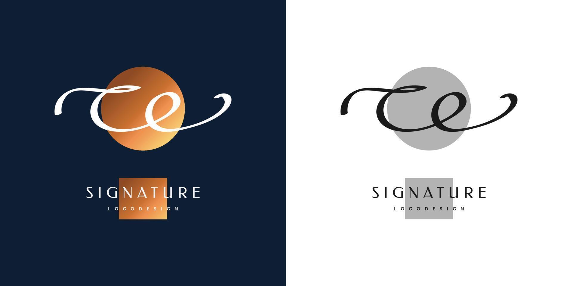 ce diseño de logotipo inicial con elegante estilo de escritura a mano. logotipo o símbolo de la firma ce para bodas, moda, joyería, boutique, identidad botánica, floral y empresarial vector