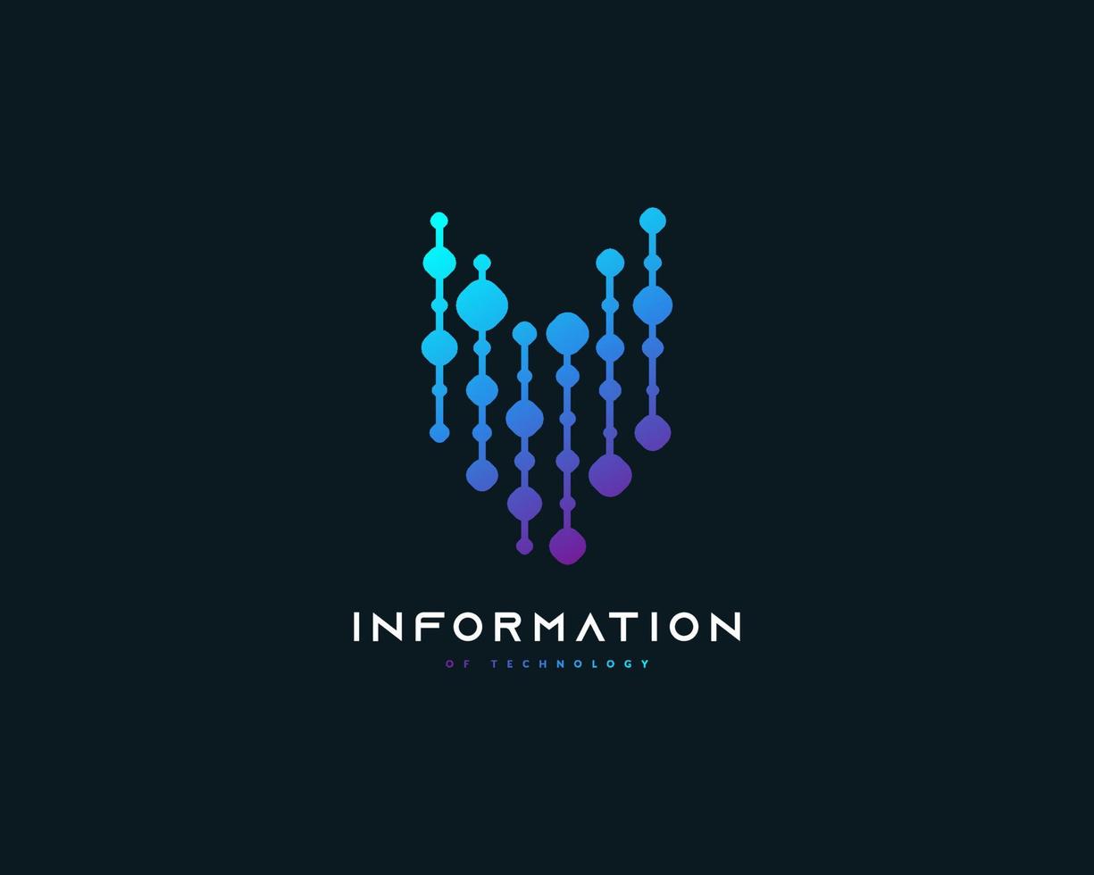 Abstract Dotted Line in Blue Gradient for Information, Technology and, Artificial intelligence Logo. Modern Logo Design for Apps vector