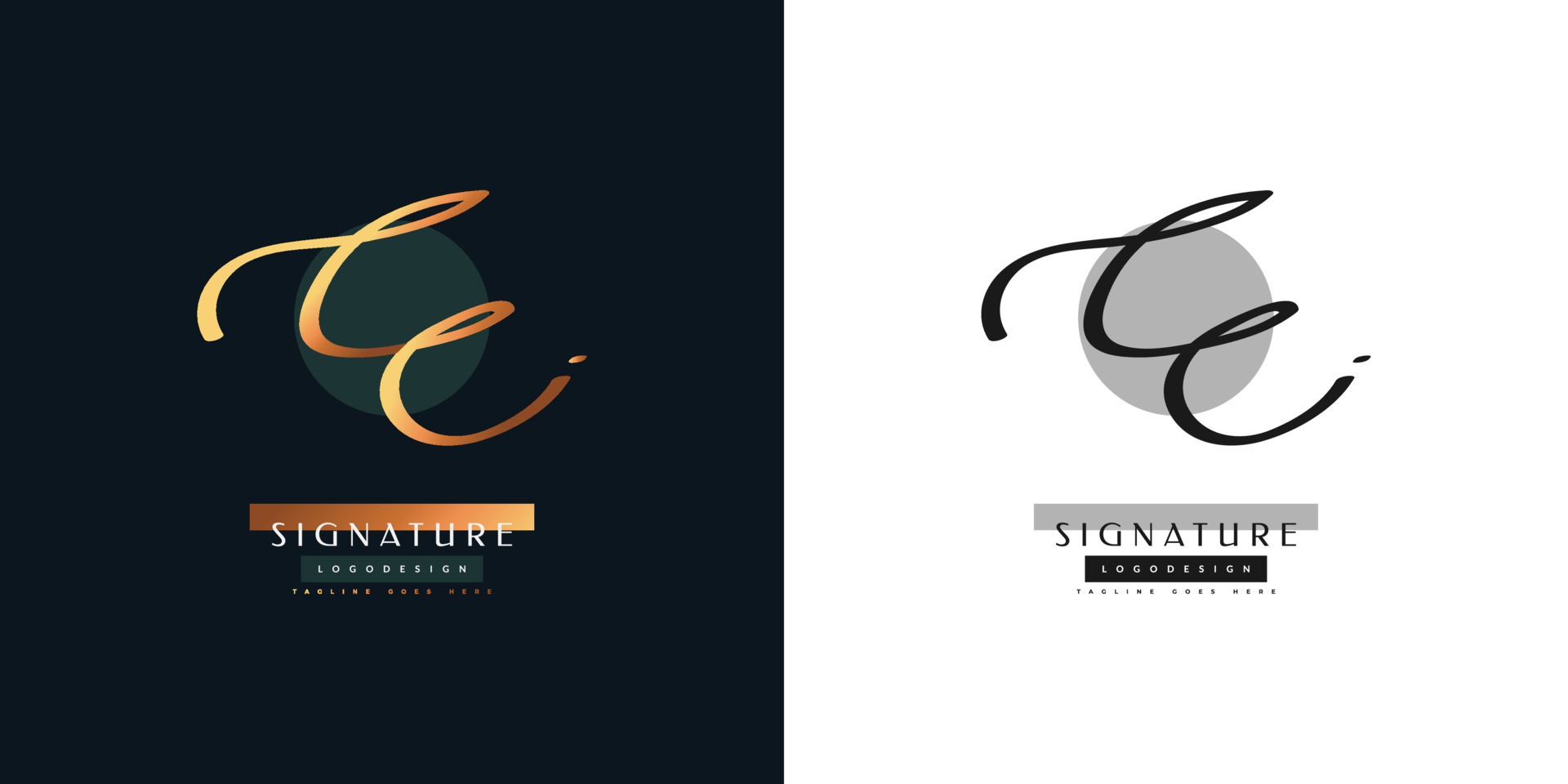 Initial CC Logo Design with Elegant Gold Handwriting Style. CC