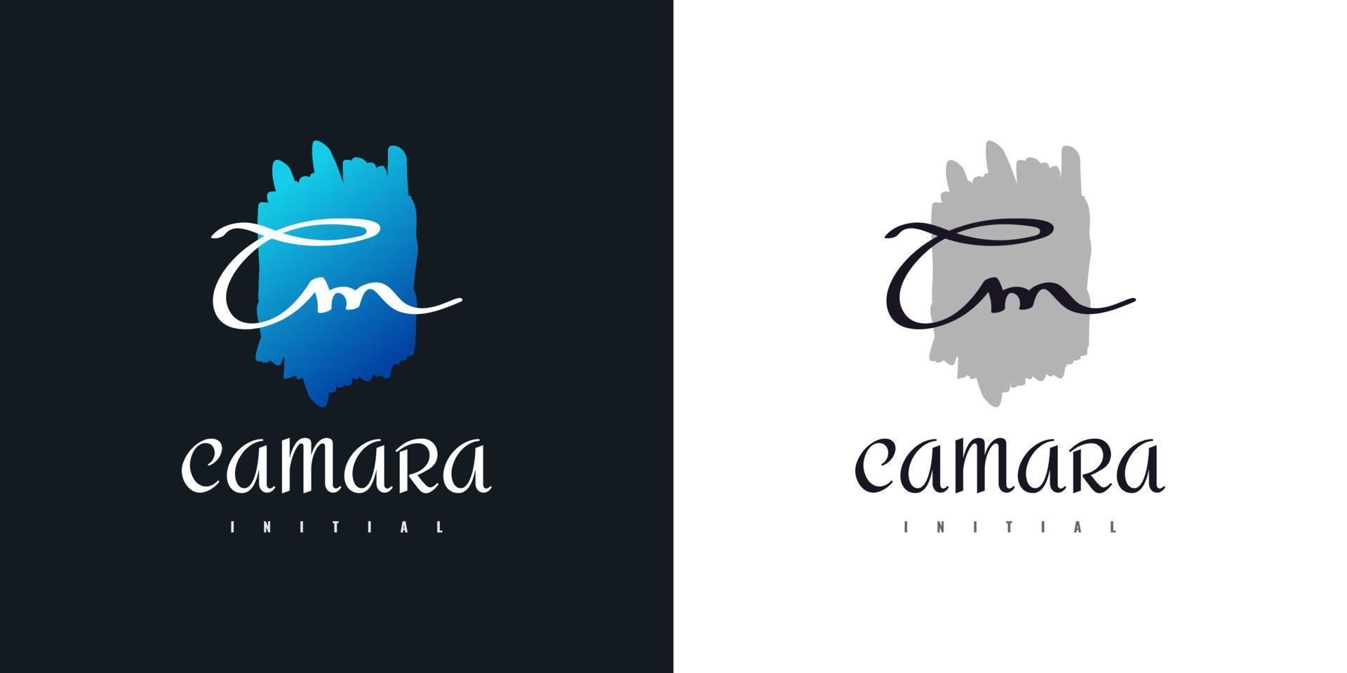 CM Initial Logo Design with Handwriting Style in. CM Signature Logo or Symbol for Wedding, Fashion, Jewelry, Boutique, Botanical, Floral and Business Identity. Feminine Logo vector