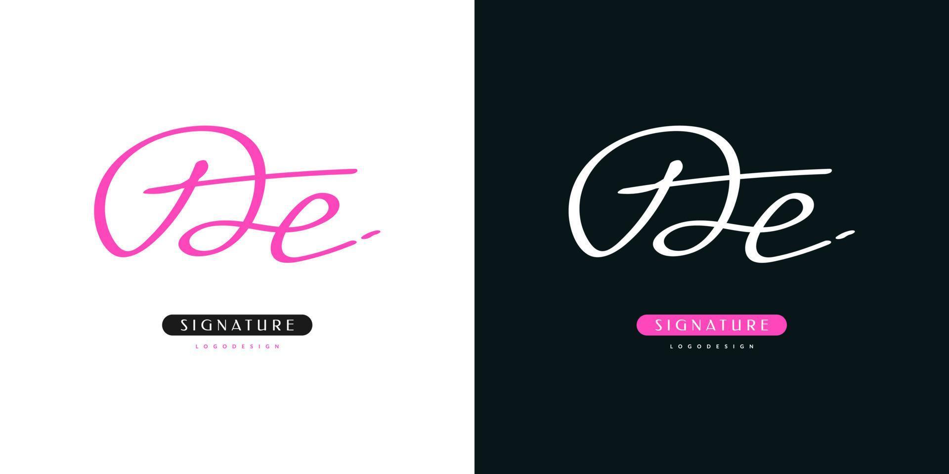 DE Initial Logo Design with Elegant Handwriting Style. DE Signature Logo or Symbol for Wedding, Fashion, Jewelry, Boutique, Botanical, Floral and Business Identity. Feminine Logo vector