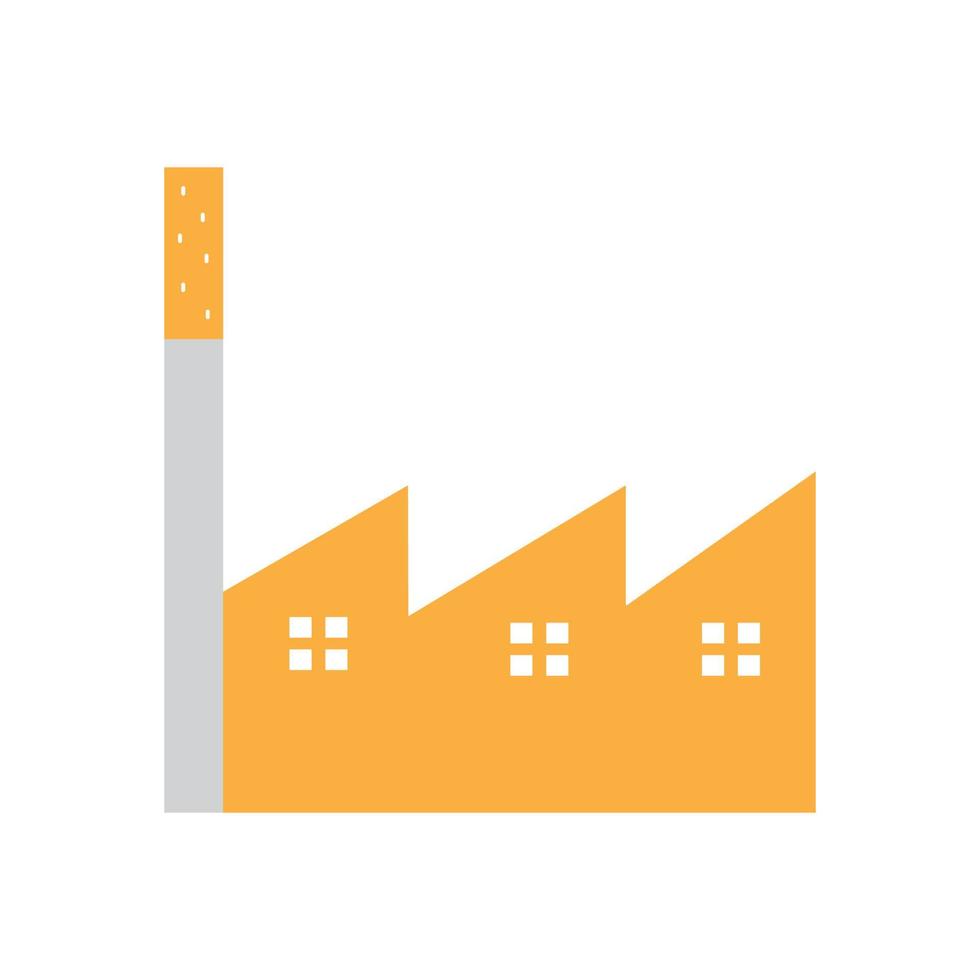 Ilustración de icono de vector de logotipo moderno de fábrica de humo de cigarrillo