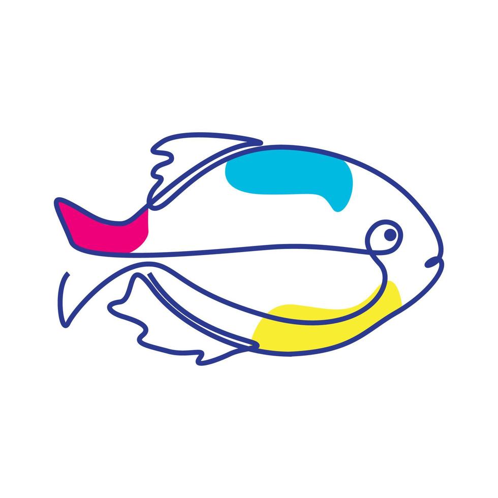 cute piranha fish line colorful logo symbol vector icon design illustration