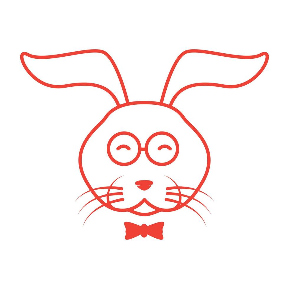 cabeza de conejo con línea de amarre símbolo del logotipo icono vectorial ilustración diseño gráfico vector