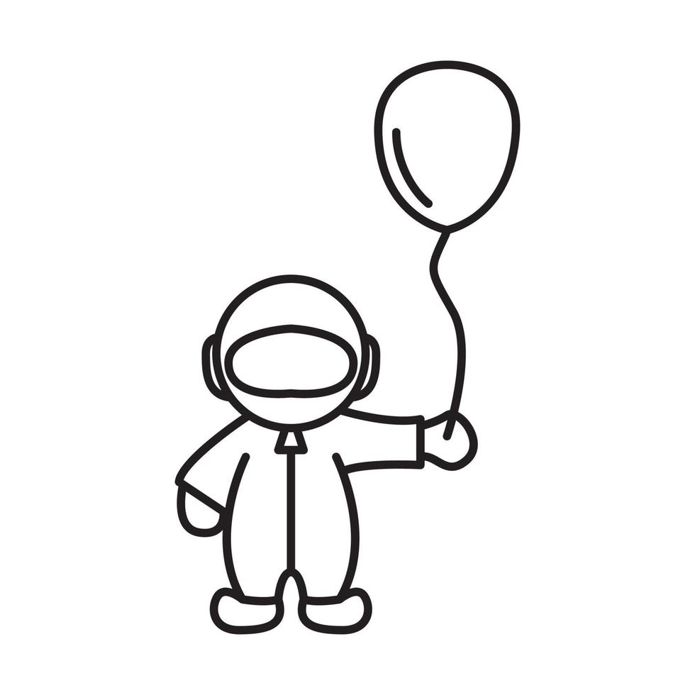 little astronaut with balloon logo vector symbol icon design illustration