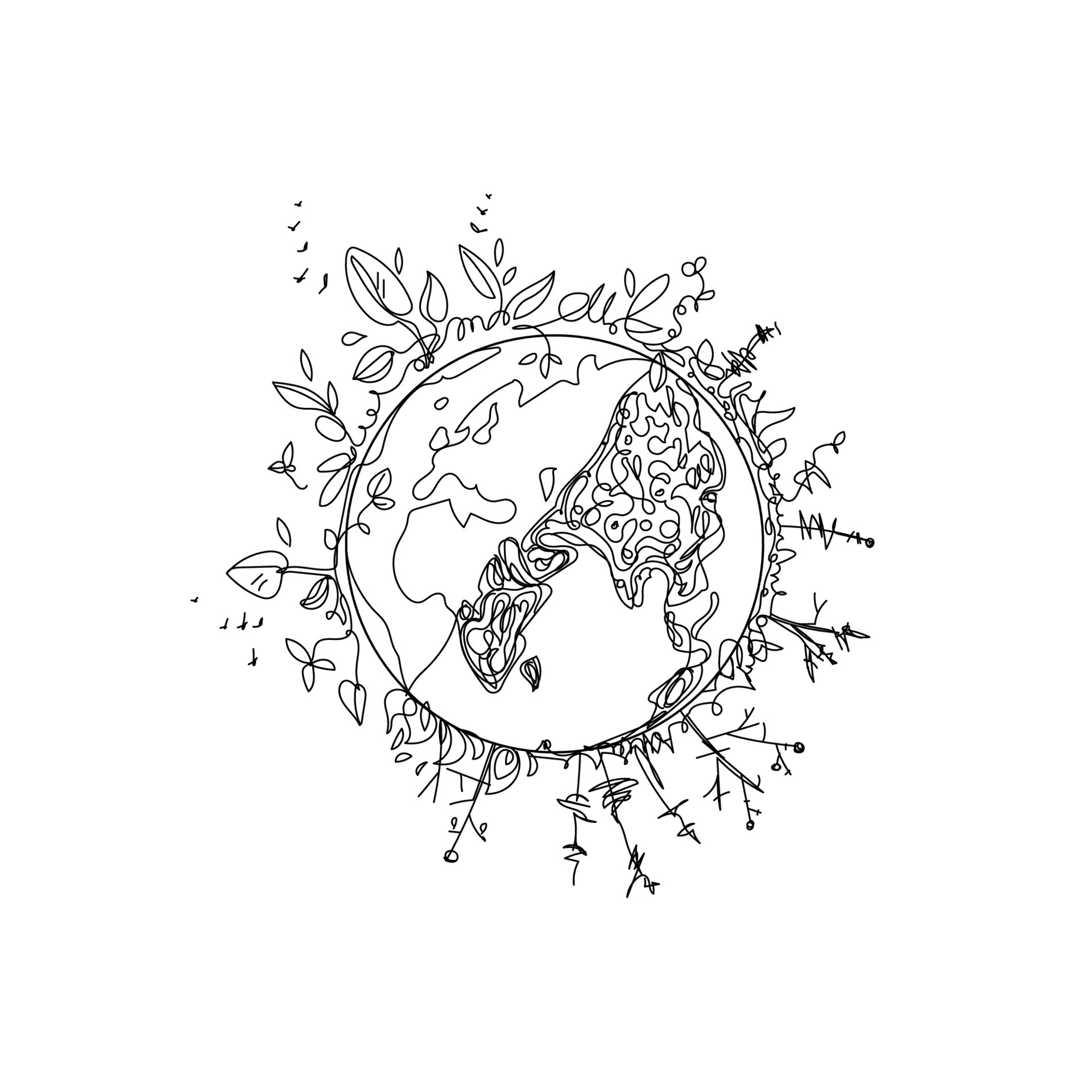 Climate Change Planet Earth Dry Trees And Planet Drawn In Modern Style Out Line Concept Of Global Warming And Saving The Planet Art Line Design Vector Illustration Eps10 Vector Art At Vecteezy