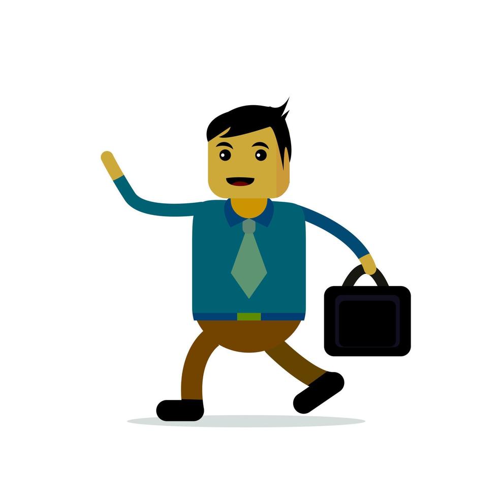 hombre de negocios tema dibujos animados vector ilustración llevando una maleta. adecuado para la ilustración sobre el mundo de los negocios.