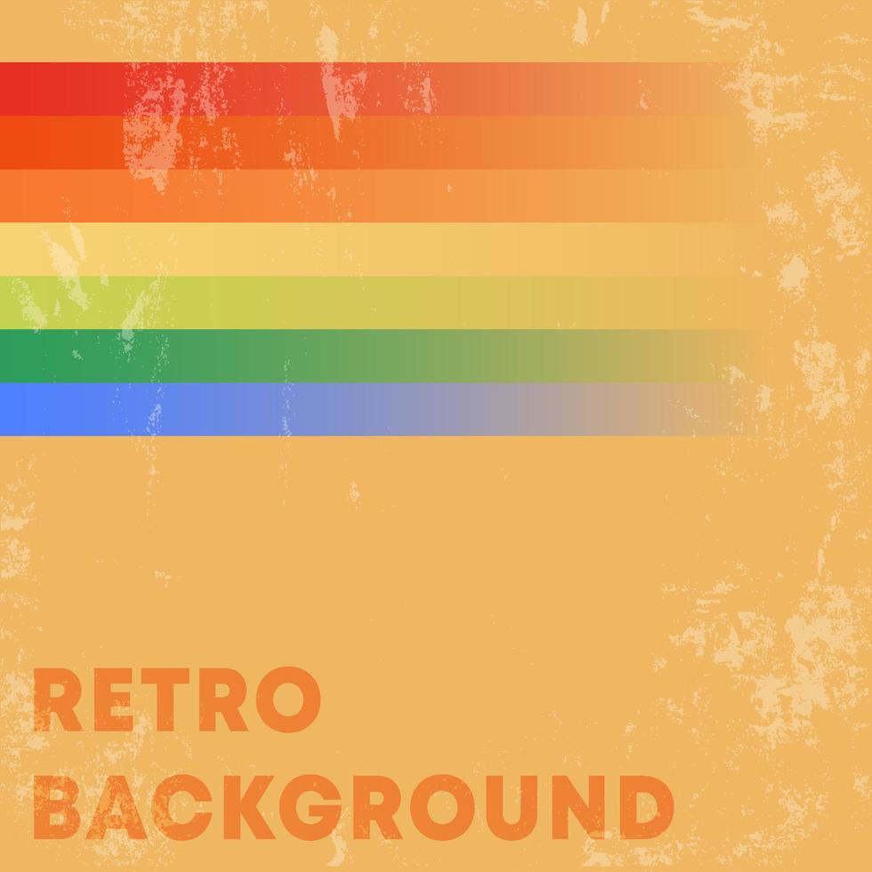 Retro design background with vintage grunge texture and colored stripes. Vector illustration.