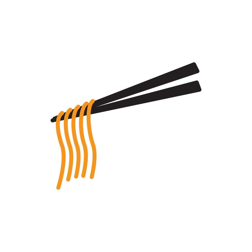 palillos con fideos simple comida logo vector icono ilustración diseño