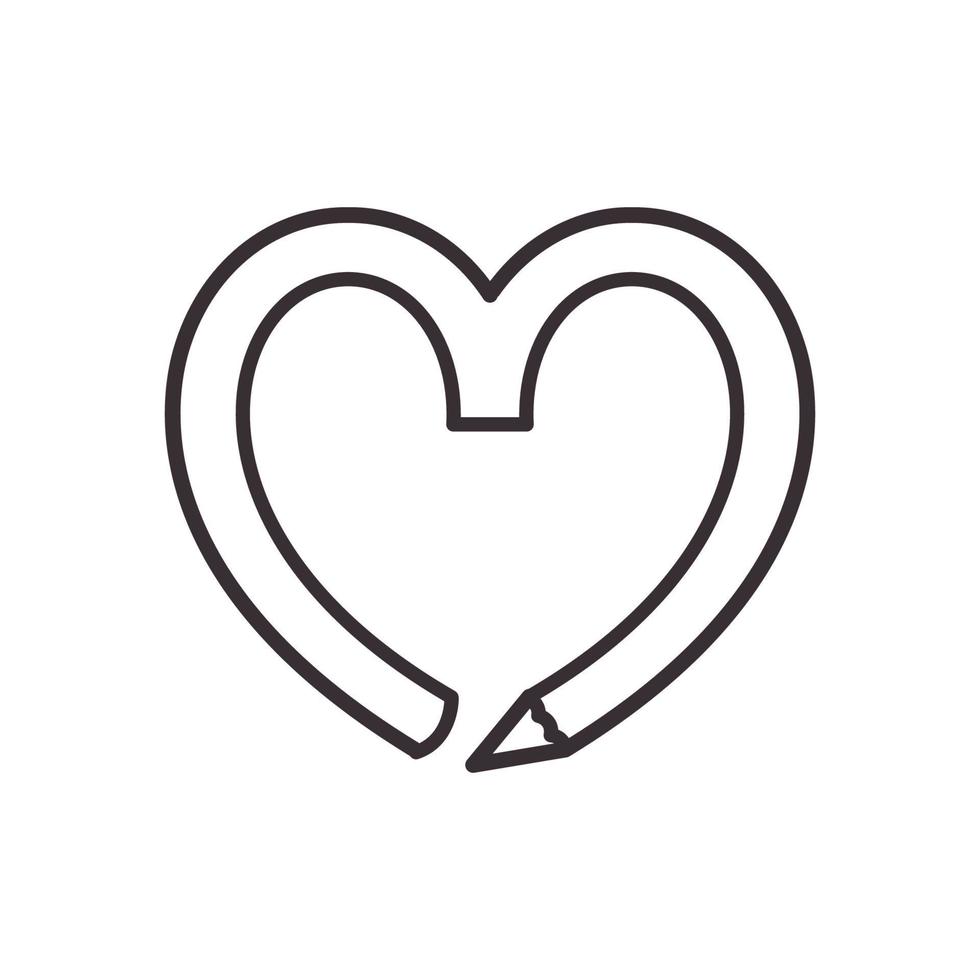 amor con lápiz líneas redondeadas logotipo símbolo vector icono diseño gráfico ilustración