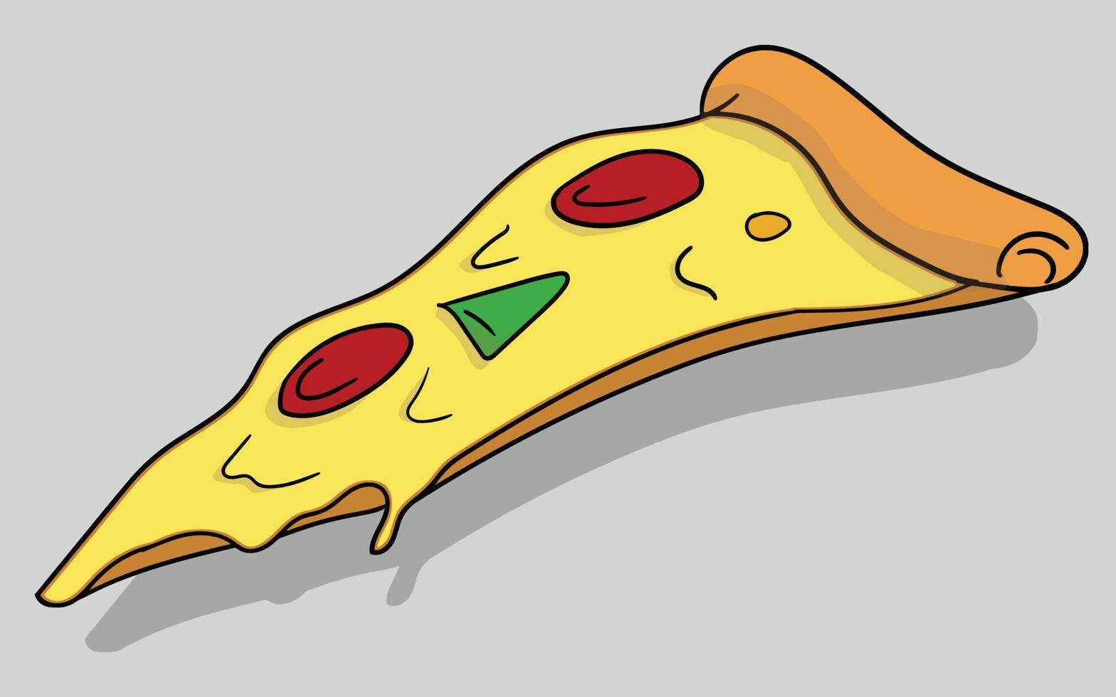 rebanada de pizza de color dibujada a mano vector