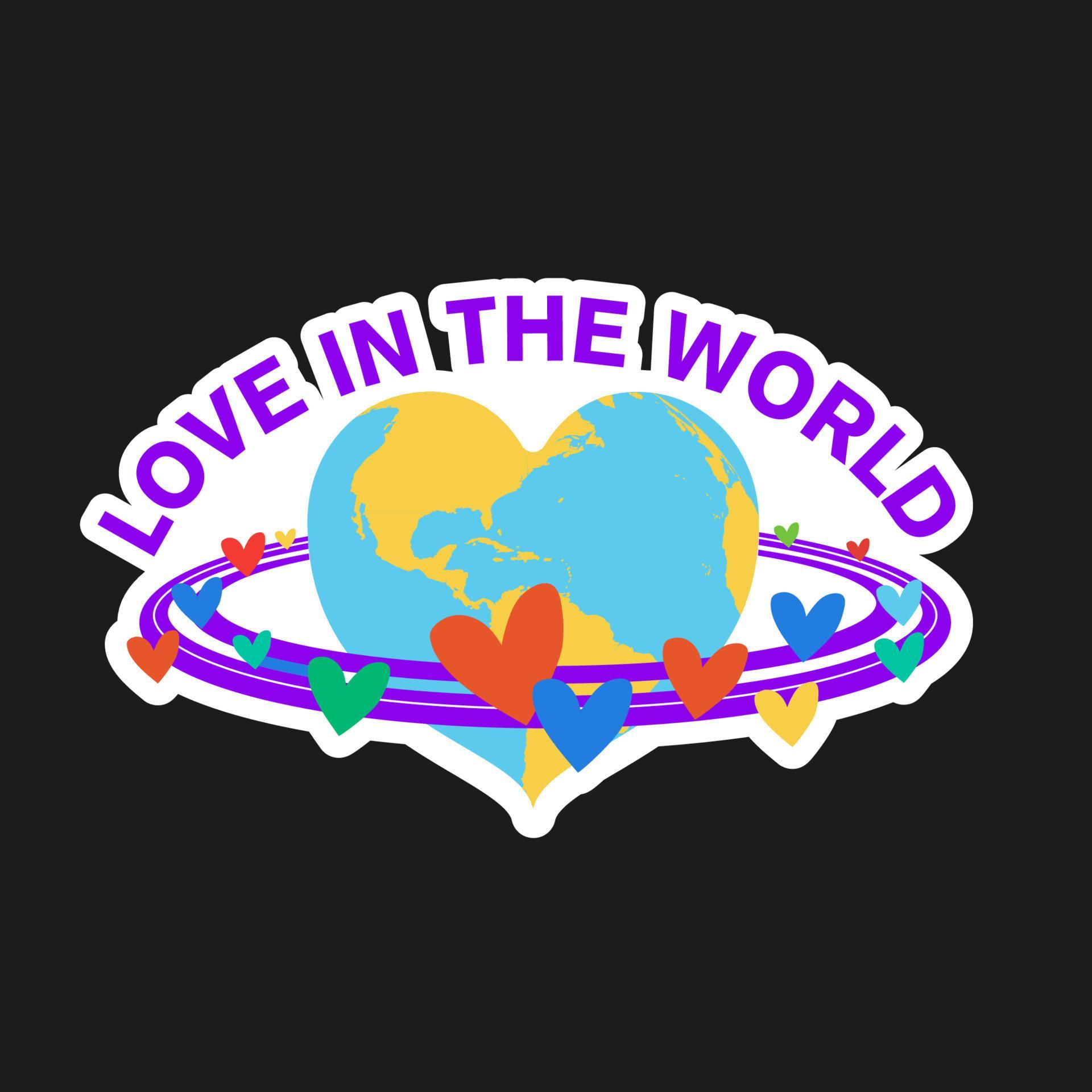 Sticker Earth in the shape of a heart. Love in the world. 5539489