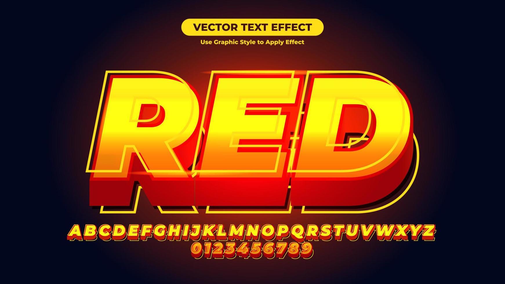 efecto de texto 3d de neón rojo y amarillo vector