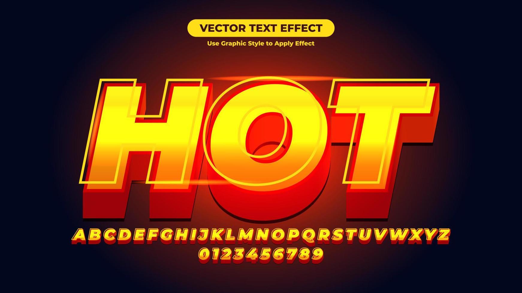 efecto de texto 3d rojo neón y amarillo caliente vector