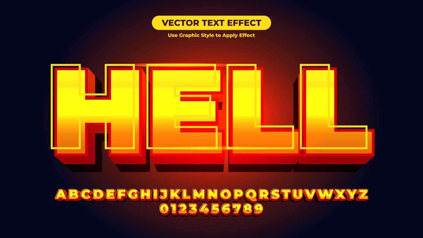 Neon Red and Yellow Hell 3D Text Effect vector