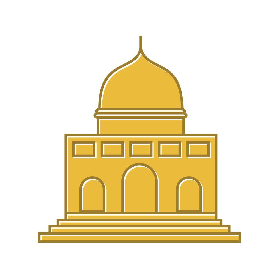 building architecture mosque dome line gold simple logo vector icon illustration design