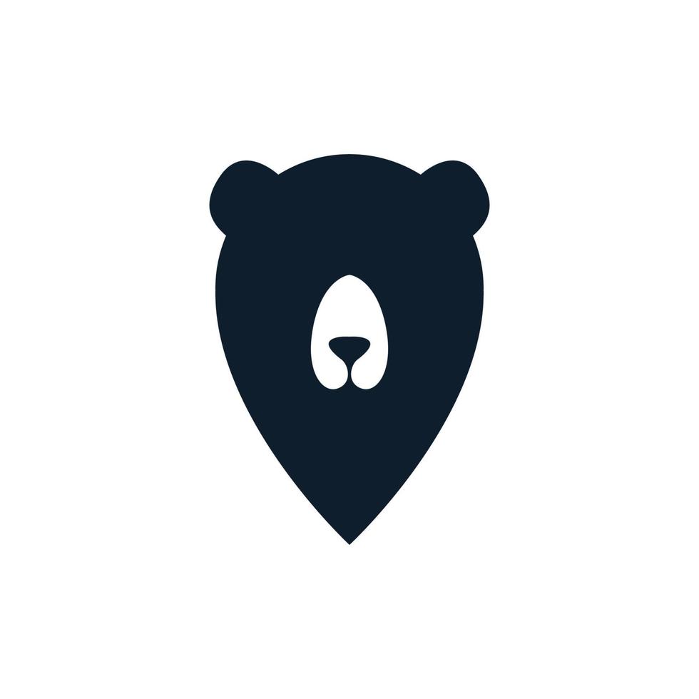 bear head with pin location map logo vector icon illustration design