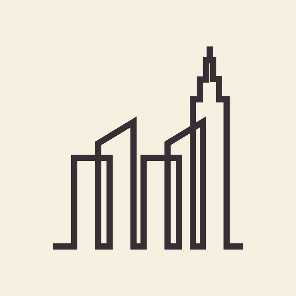 skyscraper or high building lines logo design vector icon symbol illustration