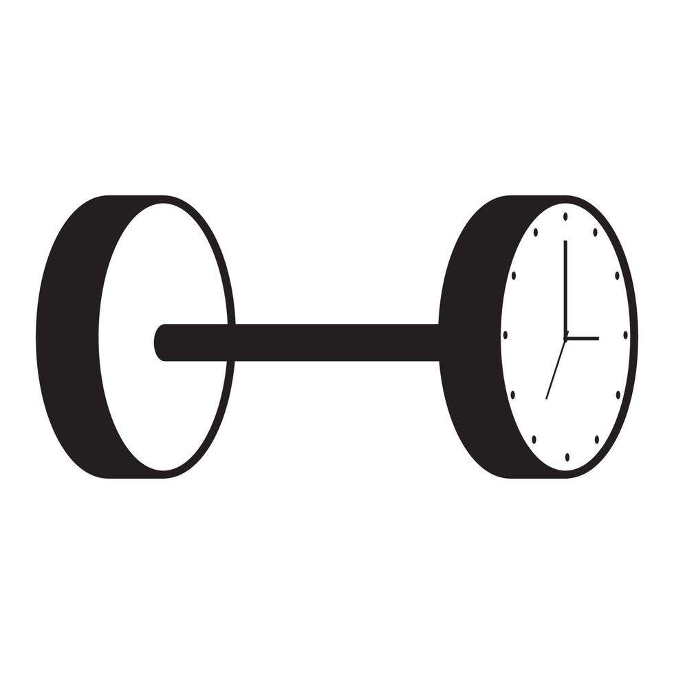 gym tools with clock logo symbol icon vector graphic design illustration